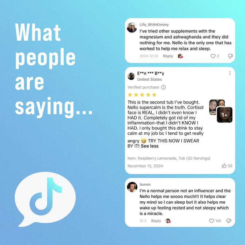 Nello Supercalm Calming Drink Mix with KSM-66 Ashwagandha Vitamin D3 Magnesium & L-Theanine Supports Cortisol Balance Mood Sleep 20 Servings Travel Packets Dietary Supplement